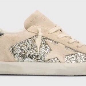 RARE Golden Goose superstar platinum glitter ladies low top sneakers size 10 EUC